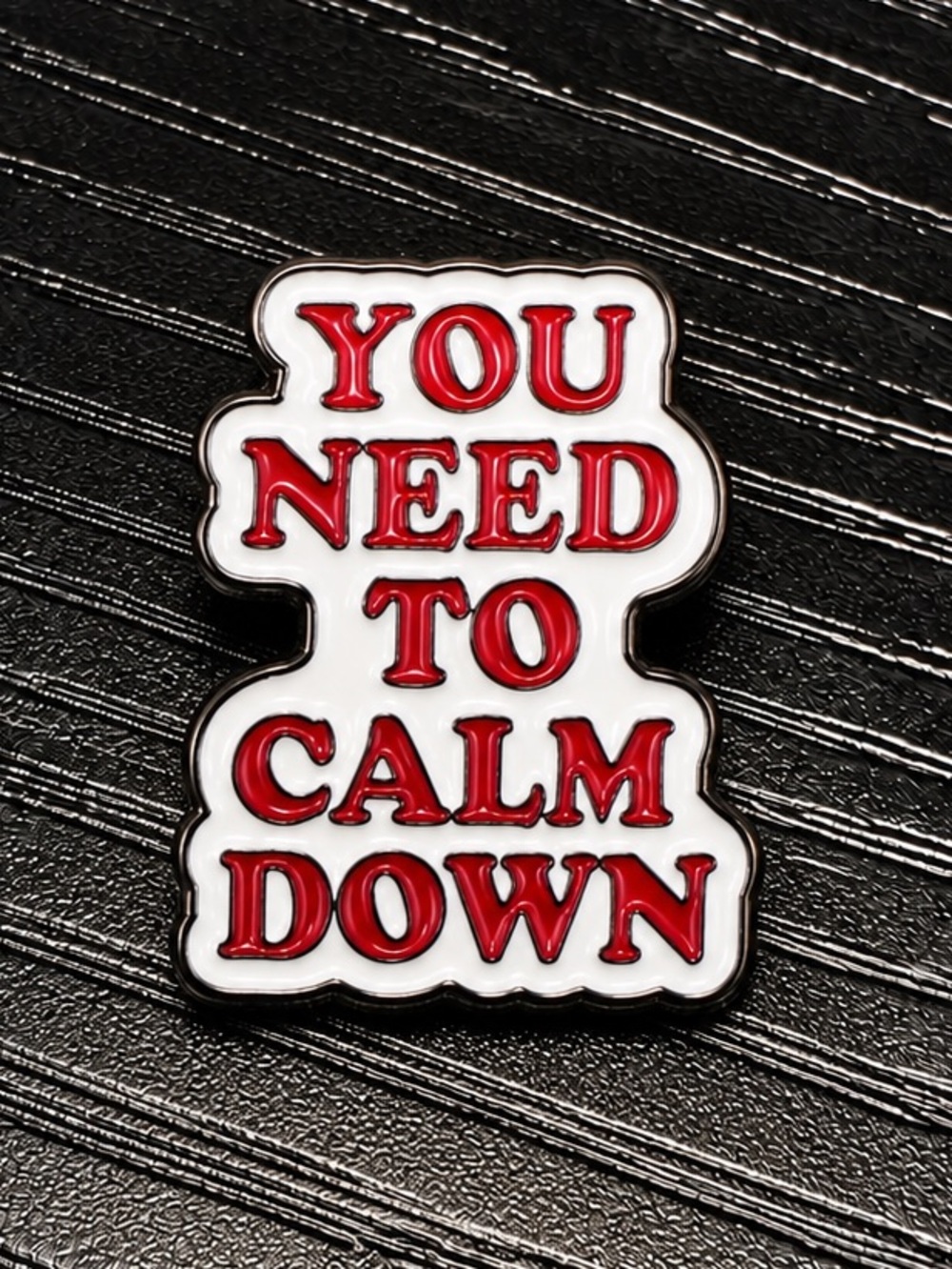 You Need to Calm Down Enamel Pin | Pop Music Inspired Red & White Lapel Pin